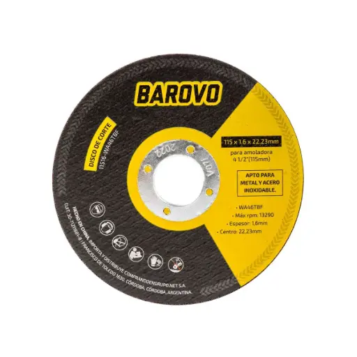[11510-WA60TBF] Disco de Corte 115 mm (4 1/2") Espesor 1 mm BAROVO 11510-WA60TBF