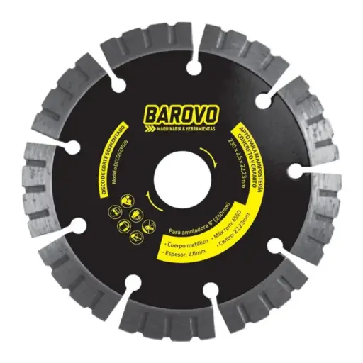 [DCCGS23026] Disco de Corte Segmentado 230 mm para Concreto y Granito BAROVO DCCGS23026